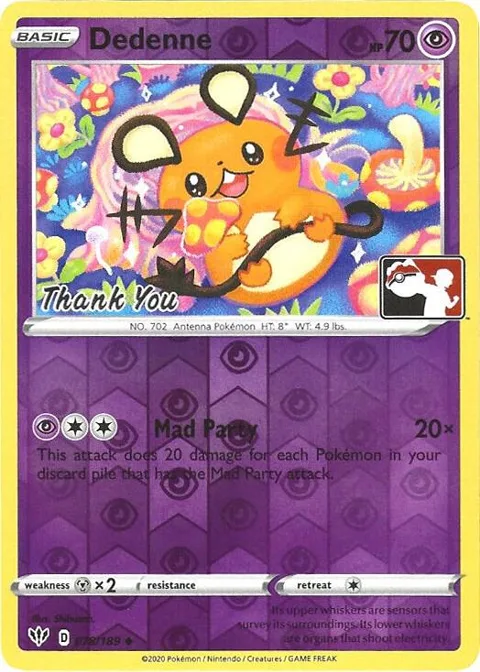 Dedenne - 78/189 Pokemon League [Thank You] #078/189 Reverse Holofoil Pokémon card from League & Championship Cards