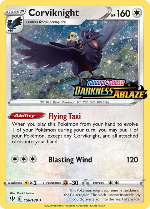 Corviknight - 156/189 Darkness Ablaze Stamped #156/189 Holofoil Pokémon card from Miscellaneous Cards & Products