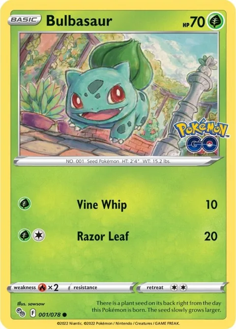 Bulbasaur #001/078 Pokémon card from Pokemon GO