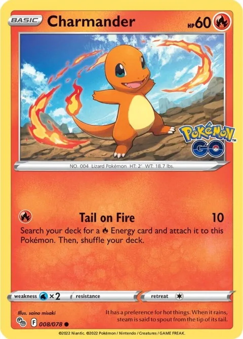 Charmander #008/078 Pokémon card from Pokemon GO