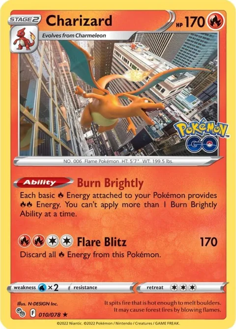 Charizard #010/078 Reverse Holofoil Pokémon card from Pokemon GO