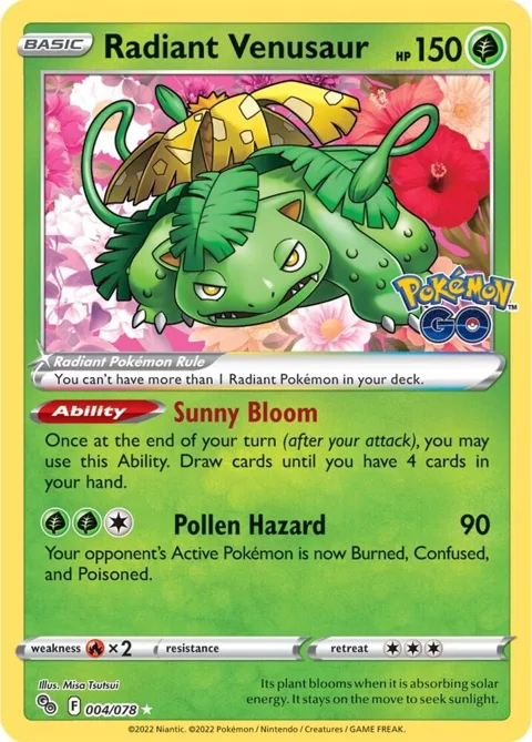 Radiant Venusaur #004/078 Holofoil Pokémon card from Pokemon GO