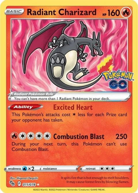 Radiant Charizard #011/078 Holofoil Pokémon card from Pokemon GO