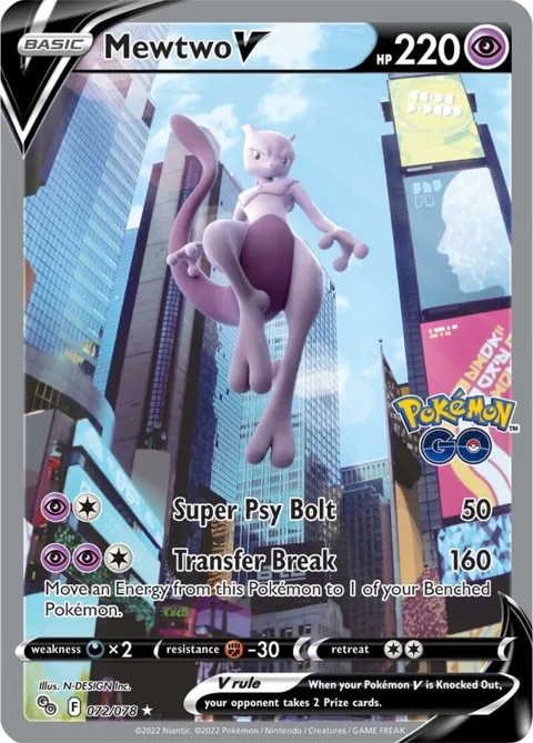 Mewtwo V Alt Art #072/078 Holofoil Pokémon card from Pokemon GO
