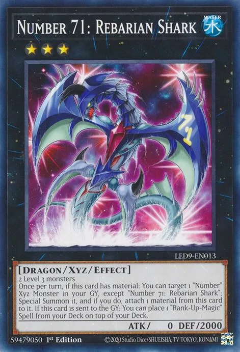 Number 71: Rebarian Shark LED9-EN013 Yu-Gi-Oh card from Legendary Duelists: Duels From the Deep