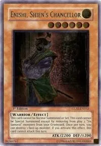 Enishi, Shien's Chancellor Ultimate Rare GLAS-EN032 1st Edition Yu-Gi-Oh card from Gladiator's Assault