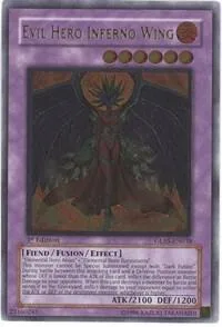 Evil Hero Inferno Wing Ultimate Rare GLAS-EN038 1st Edition Yu-Gi-Oh card from Gladiator's Assault