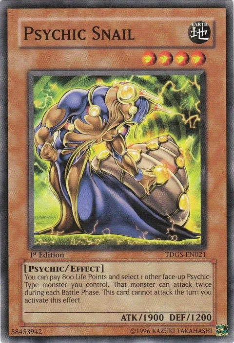 Psychic Snail TDGS-EN021 1st Edition Yu-Gi-Oh card from The Duelist Genesis