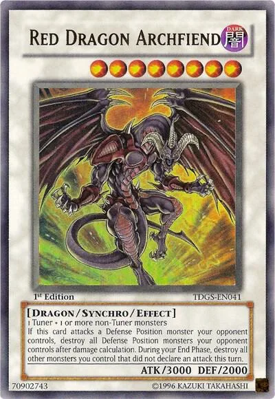 Red Dragon Archfiend TDGS-EN041 1st Edition Yu-Gi-Oh card from The Duelist Genesis