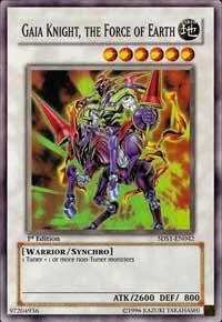 Gaia Knight, the Force of Earth Super Rare 5DS1-EN042 Yu-Gi-Oh card from 5D's 2008 Starter Deck