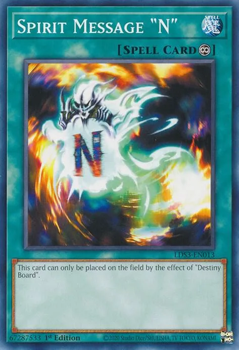 Spirit Message "N" LDS3-EN013 Yu-Gi-Oh card from Legendary Duelists: Season 3