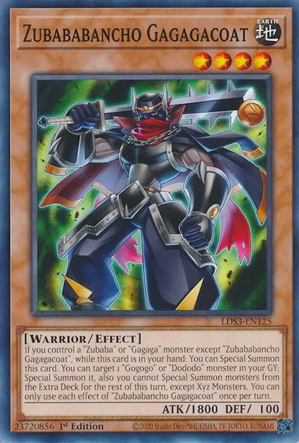 Zubababancho Gagagacoat LDS3-EN125 Yu-Gi-Oh card from Legendary Duelists: Season 3