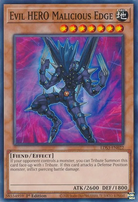 Evil HERO Malicious Edge LDS3-EN022 Yu-Gi-Oh card from Legendary Duelists: Season 3