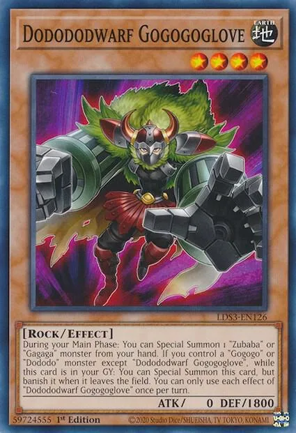 Dodododwarf Gogogoglove LDS3-EN126 Yu-Gi-Oh card from Legendary Duelists: Season 3