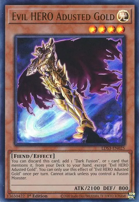 Evil HERO Adusted Gold LDS3-EN025 Yu-Gi-Oh card from Legendary Duelists: Season 3