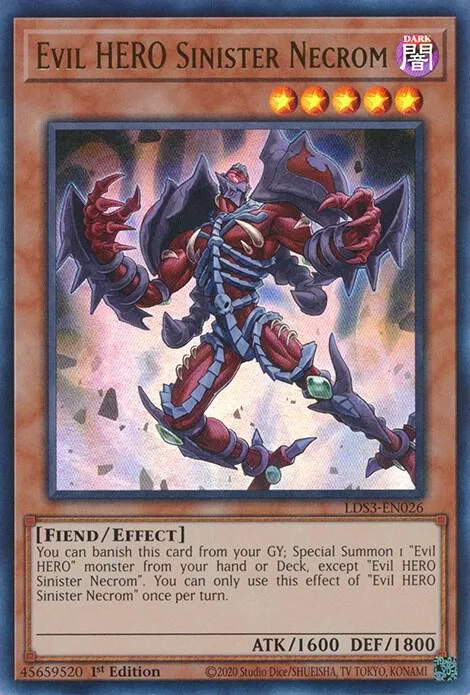 Evil HERO Sinister Necrom LDS3-EN026 Yu-Gi-Oh card from Legendary Duelists: Season 3