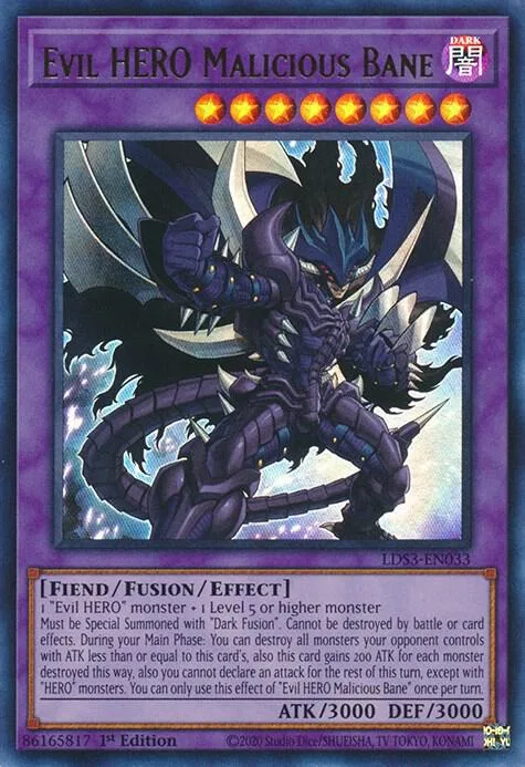 Evil HERO Malicious Bane LDS3-EN033 Yu-Gi-Oh card from Legendary Duelists: Season 3