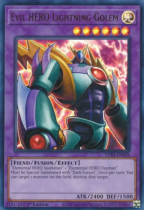 Evil HERO Lightning Golem LDS3-EN028 Yu-Gi-Oh card from Legendary Duelists: Season 3