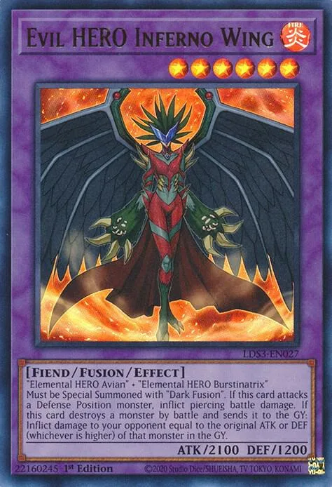 Evil HERO Inferno Wing LDS3-EN027 Yu-Gi-Oh card from Legendary Duelists: Season 3