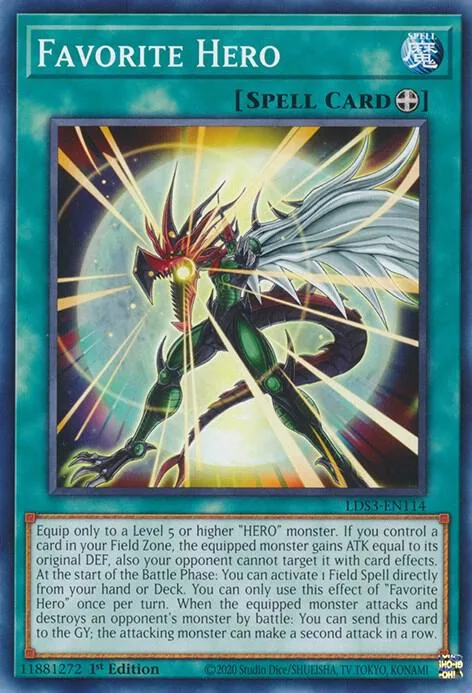 Favorite Hero LDS3-EN114 Yu-Gi-Oh card from Legendary Duelists: Season 3