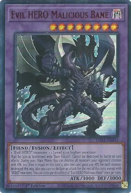 Evil HERO Malicious Bane Red LDS3-EN033 Yu-Gi-Oh card from Legendary Duelists: Season 3