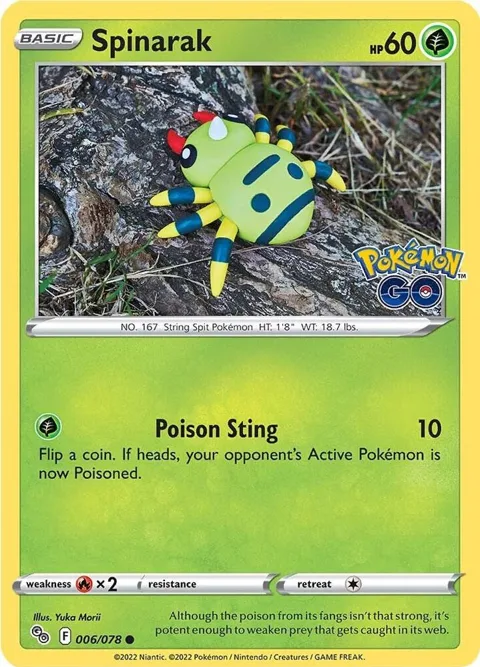 Spinarak #006/078 Reverse Holofoil Pokémon card from Pokemon GO
