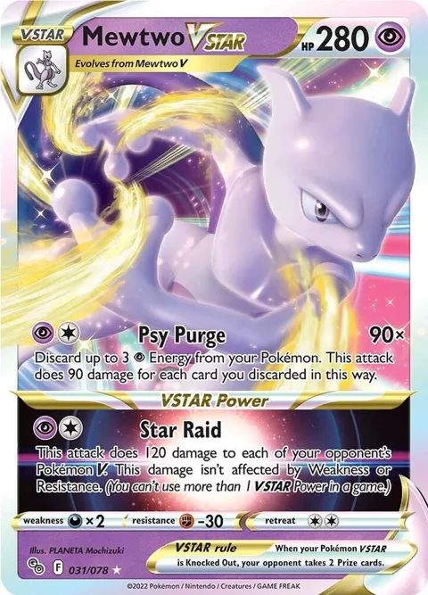 Mewtwo VSTAR #031/078 Holofoil Pokémon card from Pokemon GO