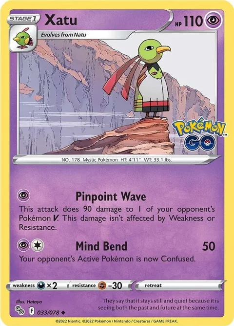 Xatu #033/078 Reverse Holofoil Pokémon card from Pokemon GO