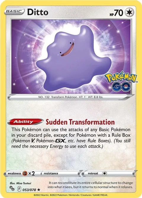 Ditto #053/078 Holofoil Pokémon card from Pokemon GO