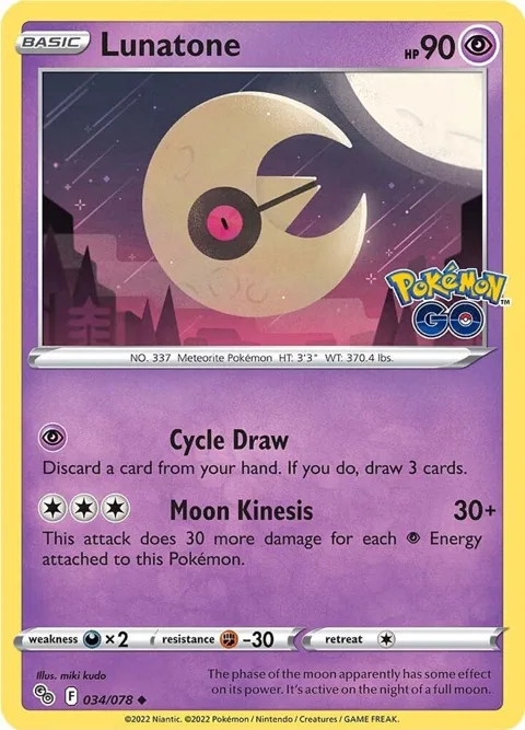 Lunatone #034/078 Reverse Holofoil Pokémon card from Pokemon GO