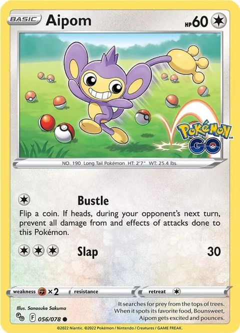 Aipom #056/078 Reverse Holofoil Pokémon card from Pokemon GO