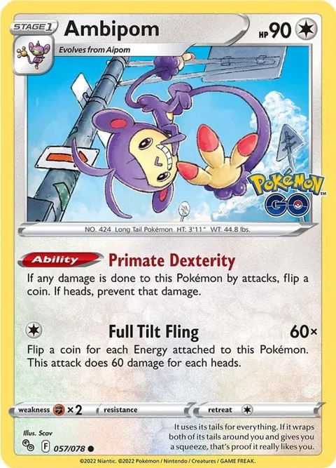 Ambipom #057/078 Reverse Holofoil Pokémon card from Pokemon GO