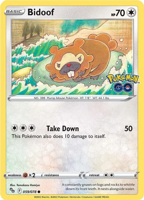 Bidoof #059/078 Reverse Holofoil Pokémon card from Pokemon GO