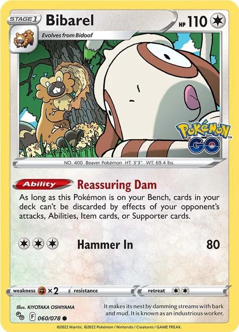 Bibarel #060/078 Reverse Holofoil Pokémon card from Pokemon GO
