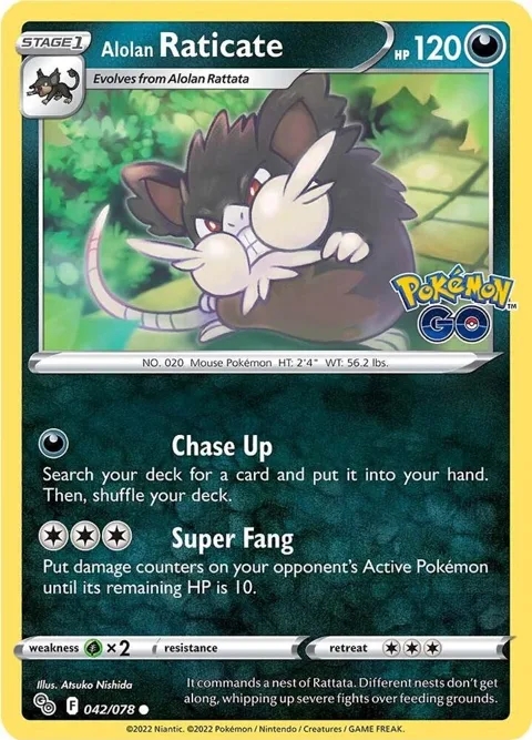 Alolan Raticate #042/078 Pokémon card from Pokemon GO