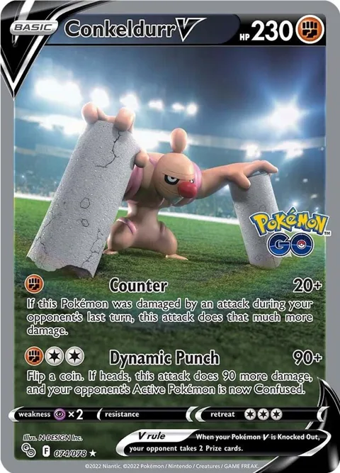 Conkeldurr V Alt Art #074/078 Holofoil Pokémon card from Pokemon GO