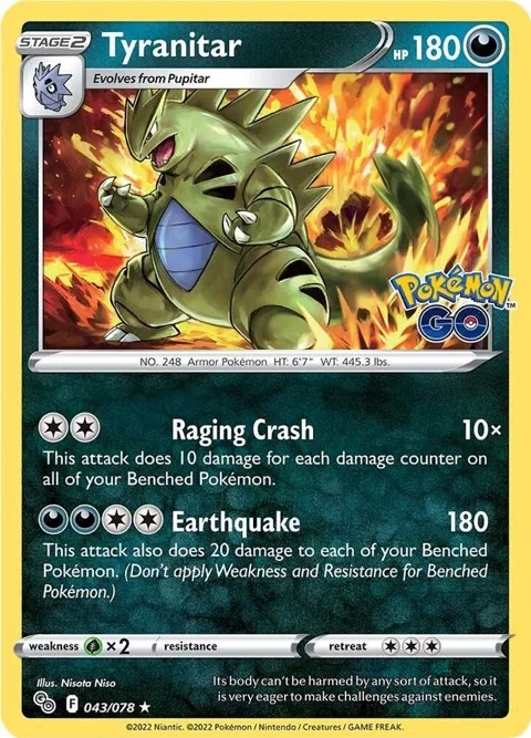 Tyranitar #043/078 Reverse Holofoil Pokémon card from Pokemon GO