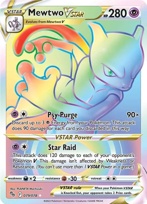 Mewtwo VSTAR 79 Secret Rare #079/078 Holofoil Pokémon card from Pokemon GO