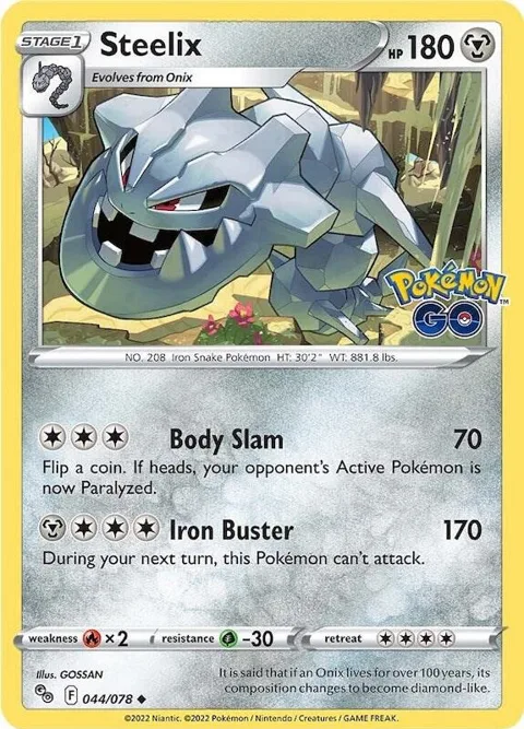 Steelix #044/078 Reverse Holofoil Pokémon card from Pokemon GO