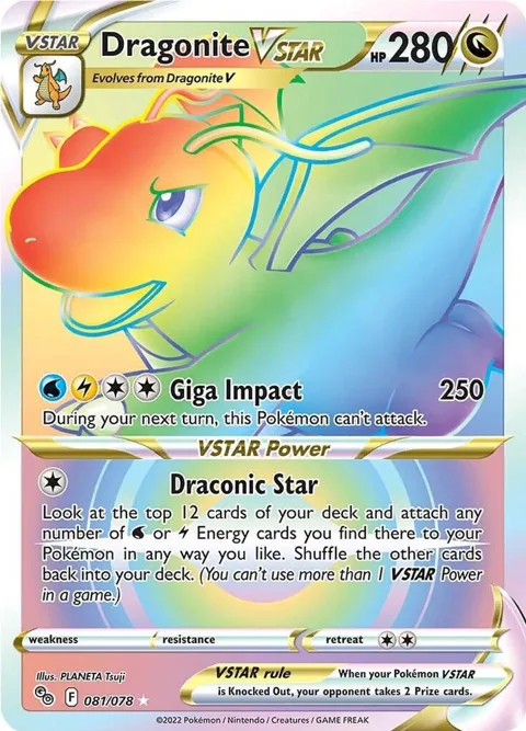 Dragonite VSTAR Secret Rare #081/078 Holofoil Pokémon card from Pokemon GO