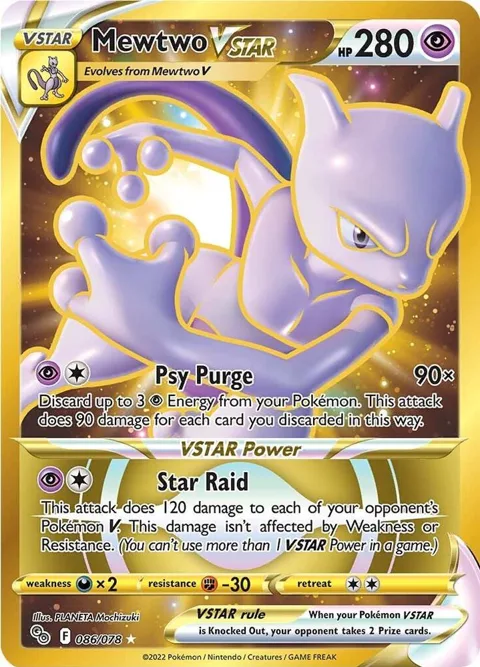 Mewtwo VSTAR 86 Secret Rare #086/078 Holofoil Pokémon card from Pokemon GO