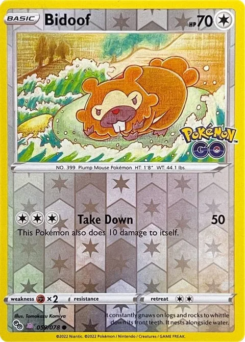 Bidoof Peelable Ditto #059/078 Reverse Holofoil Pokémon card from Pokemon GO