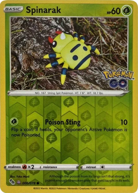 Spinarak Peelable Ditto #006/078 Reverse Holofoil Pokémon card from Pokemon GO