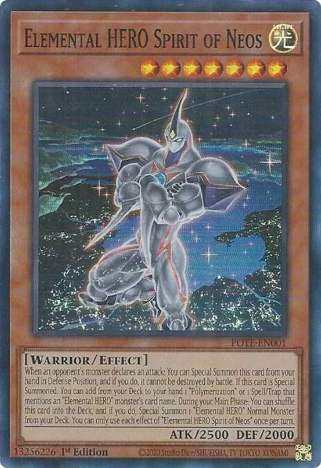 Elemental HERO Spirit of Neos POTE-EN001 1st Edition Yu-Gi-Oh card from Power of the Elements