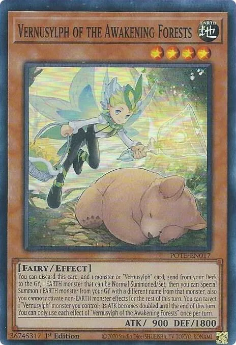 Vernusylph of the Awakening Forests POTE-EN017 Unlimited Yu-Gi-Oh card from Power of the Elements