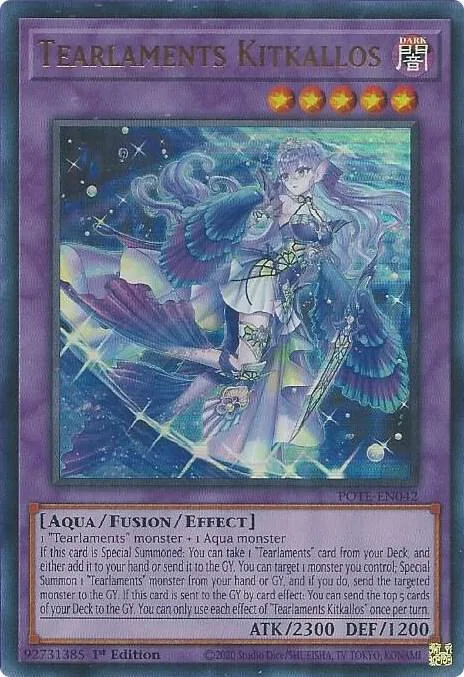 Tearlaments Kitkallos POTE-EN042 1st Edition Yu-Gi-Oh card from Power of the Elements