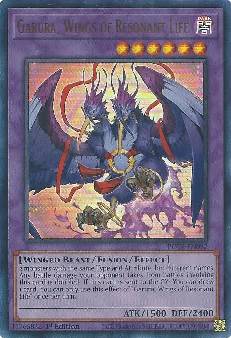 Garura, Wings of Resonant Life POTE-EN082 1st Edition Yu-Gi-Oh card from Power of the Elements