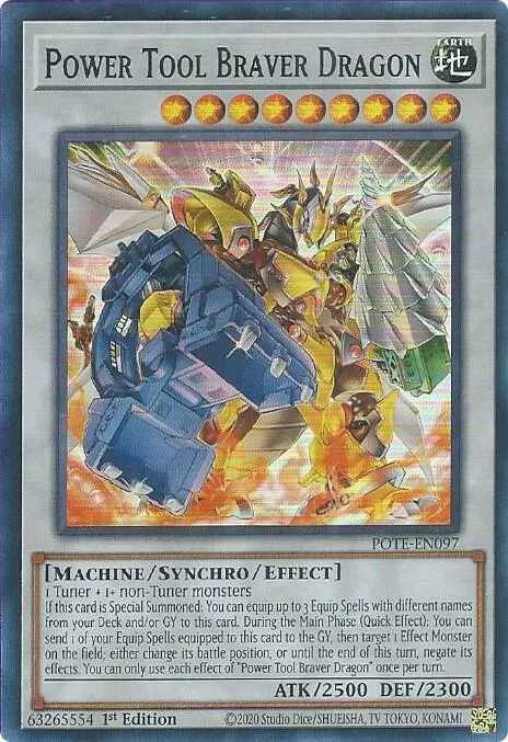 Power Tool Braver Dragon POTE-EN097 1st Edition Yu-Gi-Oh card from Power of the Elements