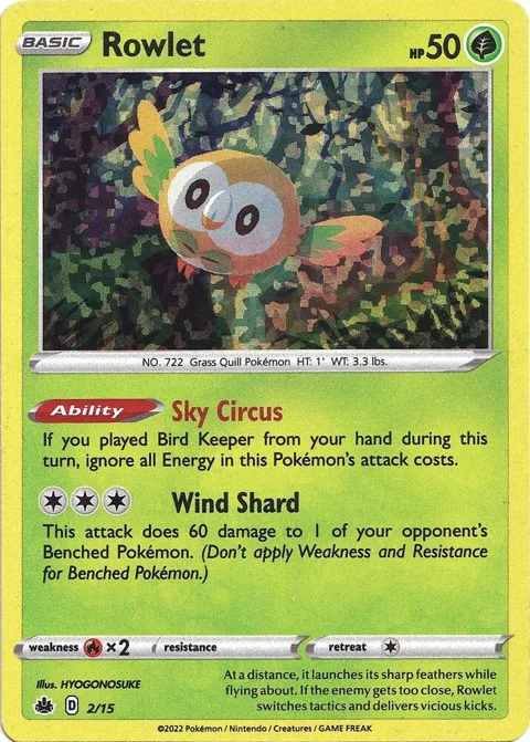 Rowlet - 2/15 #002/015 Holofoil Pokémon card from McDonald's Promos 2022