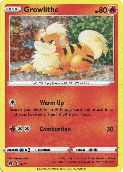 Growlithe - 4/15 #004/015 Holofoil Pokémon card from McDonald's Promos 2022